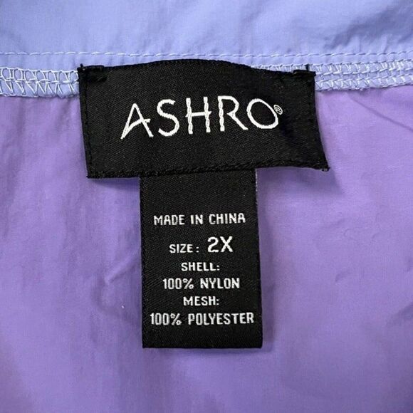 Ashro Womens Plus Size Retro Purple Mesh Nylon Active Lounge Pant and Jacket Set - Picture 5 of 12